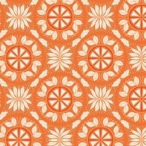 Small Scale - Monochromatic Mediterranean Tiles - Orange and Cream