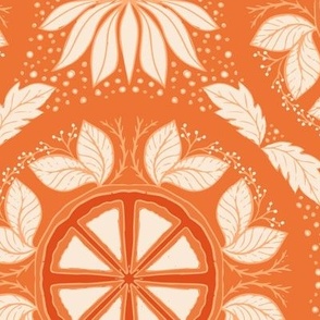 Large Scale - Monochromatic Mediterranean Tiles - Orange and Cream
