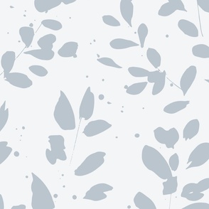 Leaves and Shade - Large Scale Botanical Leaf Fabric and Wallpaper Light Blue and Cream Leaf 