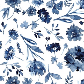 Hand painted indigo flowers