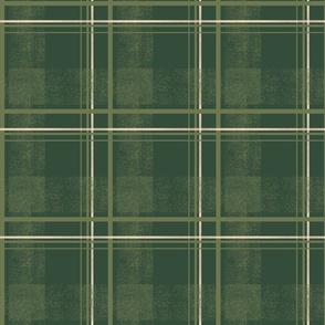 Cozy Textured Vintage Plaid - Dark Evergreen with Olive green