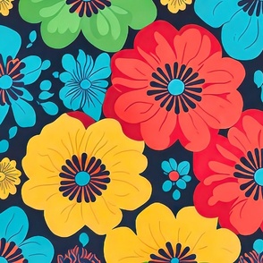 Multicolor Floral Fabric, Wallpaper and Home Decor