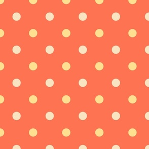 Polka Dots red yellow cream