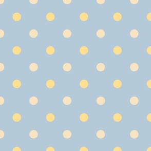 Polka Dots blue yellow cream