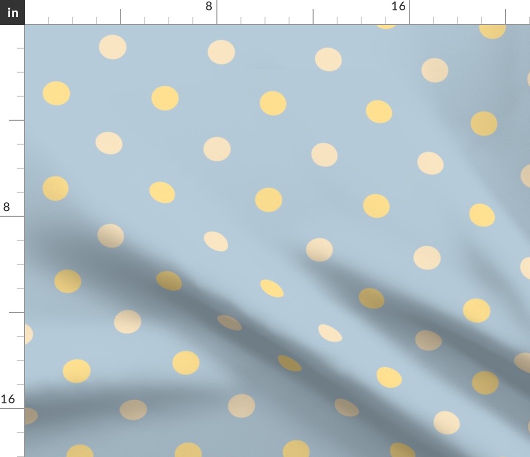 Polka Dots blue yellow cream