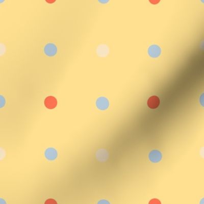 Polka Dots yellow red blue cream