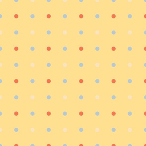 Polka Dots yellow red blue cream