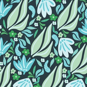 CT2486  Bold Floral Shades of Blue and Green