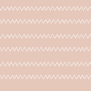 large hand drawn zigzag stripe in pink and cream