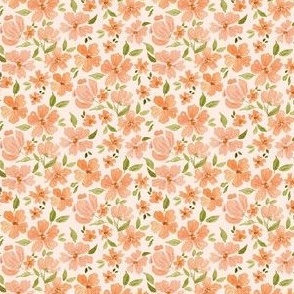 Small ditsy peach summer floral on light pink for bows and accessories
