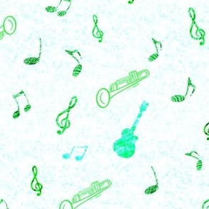 Green, Neon, Bright, Lime, Electric, Music Notes, Band, Choir, Musicians, Concert, turquoise, teal, blue, Guitar, Trumpet, Barbie, #music