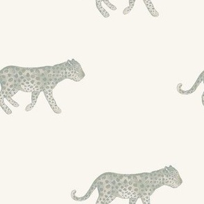 small watercolor leopard in cream and sage