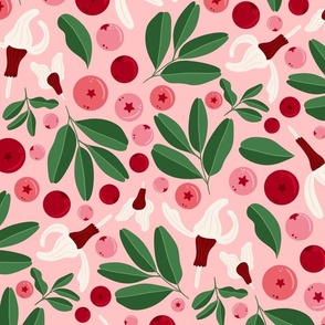 Berries And Blooms Cranberries Pattern Large