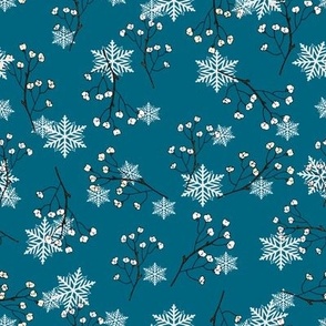 Christmas Cotton and Snowflakes - Blue