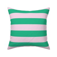 Pink and Green Stripes - Large Scale - 2 inch Stripes - Horizontal - Preppy Trendy 
