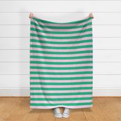 Pink and Green Stripes - Large Scale - 2 inch Stripes - Horizontal - Preppy Trendy 