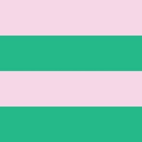 Pink and Green Stripes - Large Scale - 2 inch Stripes - Horizontal - Preppy Trendy 