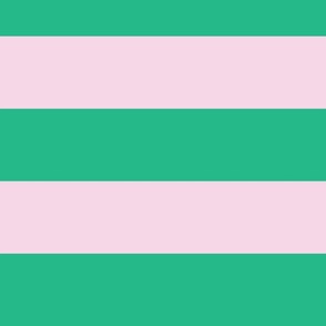 Pink and Green Stripes - Large Scale - 4 inch Stripes - Horizontal - Preppy Trendy 