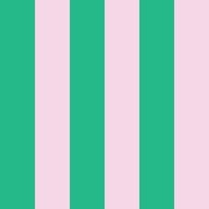Pink and Green Stripes - Large Scale - 1 inch Stripes - Vertical - Preppy Trendy 
