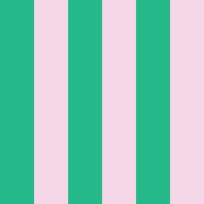 Pink and Green Stripes - Medium Scale - 2 inch Stripes - Vertical - Preppy Trendy 