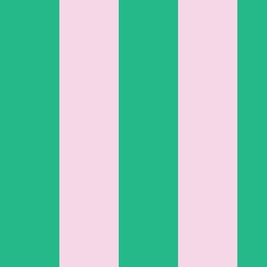 Pink and Green Stripes - Large Scale - 4 inch Stripes - Vertical - Preppy Trendy 