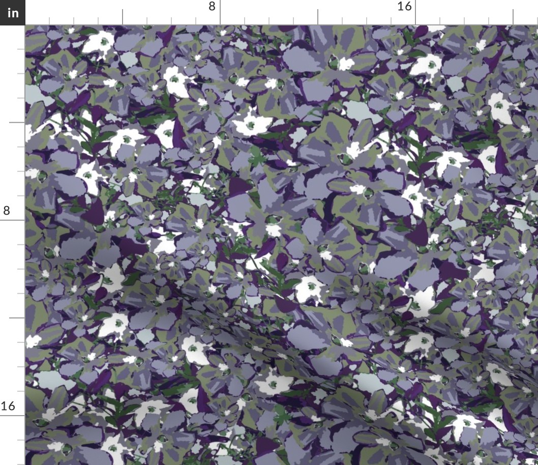 Overlapping Blooms In Purple Lavender Sage Medium Scale
