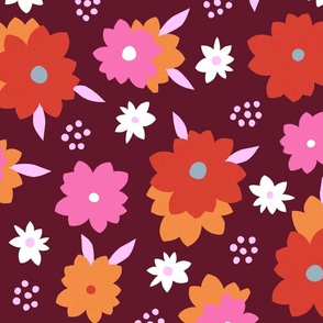 Vintage Floral Burgundy - Large Scale