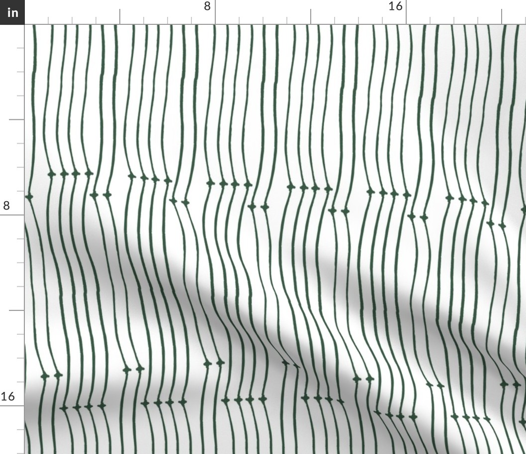 Knotted Stripes Of Twine Green On White Large Scale