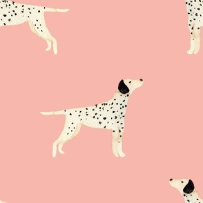 Medium watercolour Dalmatian dog on autumn rose pink for kids apparel