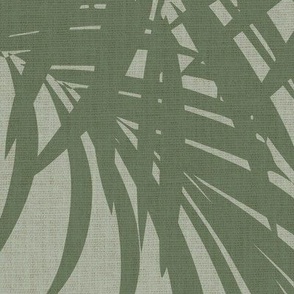 JUMBO palm fronds - green, linen texture 