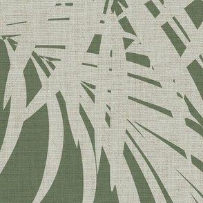 JUMBO palm fronds - linen texture, mint and green 