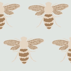 Brushstroke Bee in Soft Blue Gray Tan Neutrals