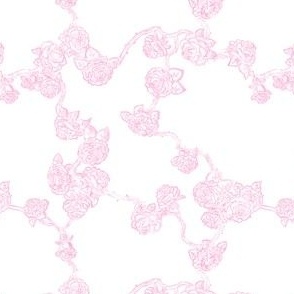 Rose vines shades of pink on white - small scale print