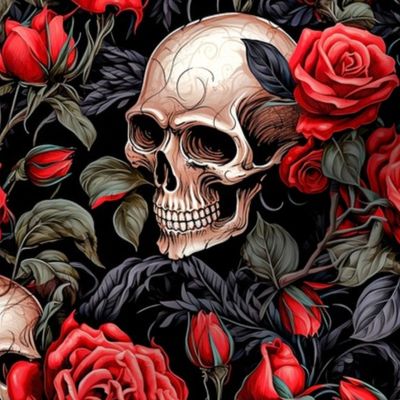 Gothic Skulls & Red Roses