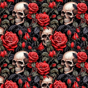 Gothic Skulls & Red Roses