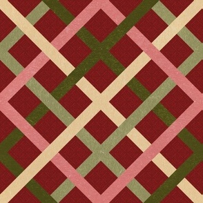 Geometric checkered christmas pattern dark red