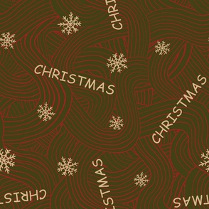 Christmas Snowflakes and Waves Green Background