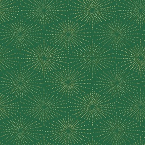 Sea Urchin Shell - Gold on Emerald Green (Medium Scale)
