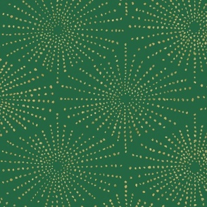 Sea Urchin Shell - Gold on Emerald Green (Large Scale)