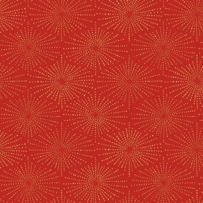Sea Urchin Shell - Gold on Poppy Red (Medium Scale)