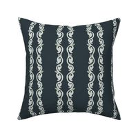 Curved Botanical Flourish Stripes in Black and White