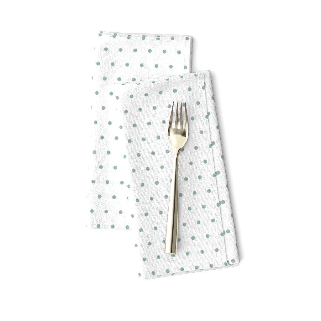 Small // Polka Dots in Sage Green on White