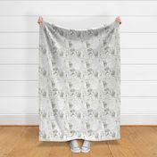 western toile vintage retro western cowboy toile white and sage large scale
