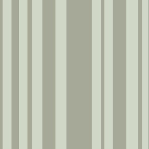 Monochrome sage green ticking stripes  - cabana stripes in different widths - large scale for bedding and home decor