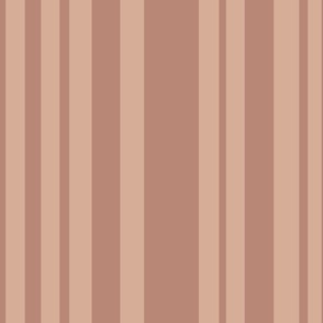 Monochrome shades of terracotta ticking stripes  - cabana stripes in different widths - large scale for bedding and home decor