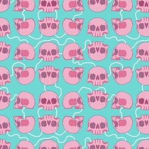 Pink Skulls on Turquoise small scale