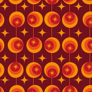 Atomic starbursts on mid century abstract circles 
