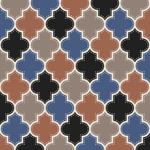 Boho Moroccan geometrics terracotta blue