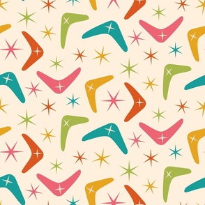 mid century boomerangs with  Retro starbursts 