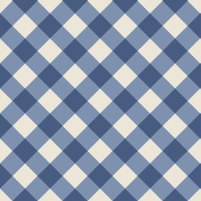 Retro Buffalo Plaid blue diagonal check